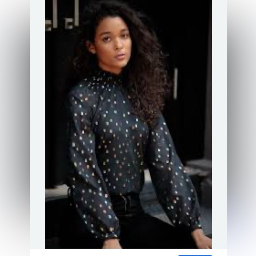 Yumi Kim Black shimmer Polka Dot Women's Top